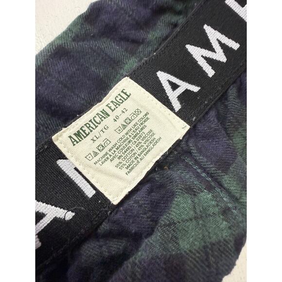American Eagle Lounge Flannel Blue Green Plaid Boxer Shorts Xlarge - Picture 3 of 4